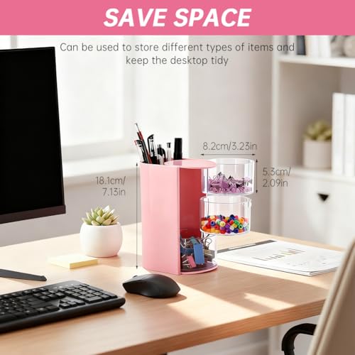 3-Layer Rotating Hair Accessories Organizer - Pink