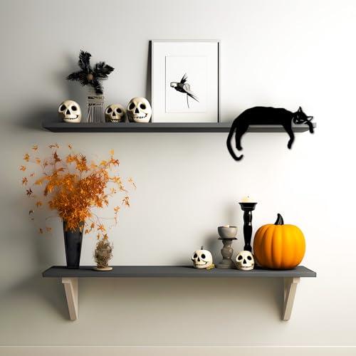 Wooden Black Cat Door Corner Decor - 7.87 Inch Cat Lover Home Accent