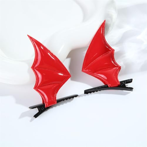 Soochat Red Bat Wing Hair Clips Devil Ears Halloween Hairpins