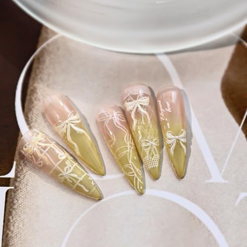 KETINIQUE White Bow Nail Stickers & Jelly Decals for Gel Nails