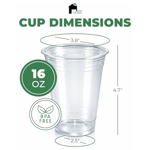 EconoHome 16oz Clear PET Disposable Plastic Cups - 50 Pack