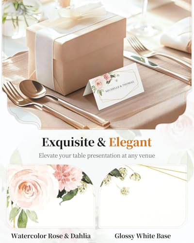 Uniclife 60 Pcs Floral Place Cards - Elegant Wedding Table Labels