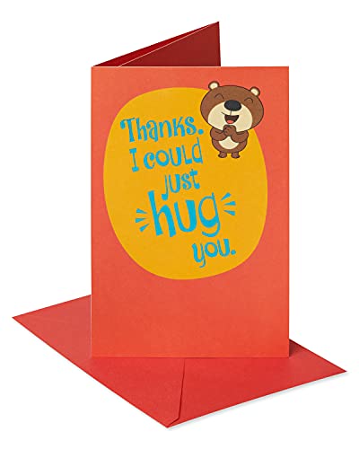 American Greetings Thank You Card Cute Bear Hug with Foil Detailing
