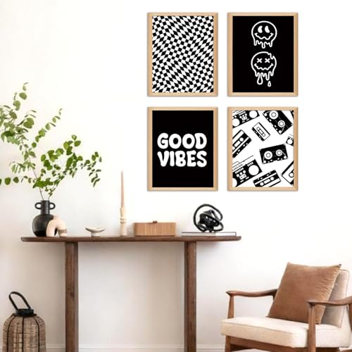Hapons Retro Checkered Wall Art Decor - Smiley Face Prints