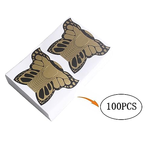 100 Pcs Butterfly Nail Forms for Acrylic UV Gel Extension Square C Curve