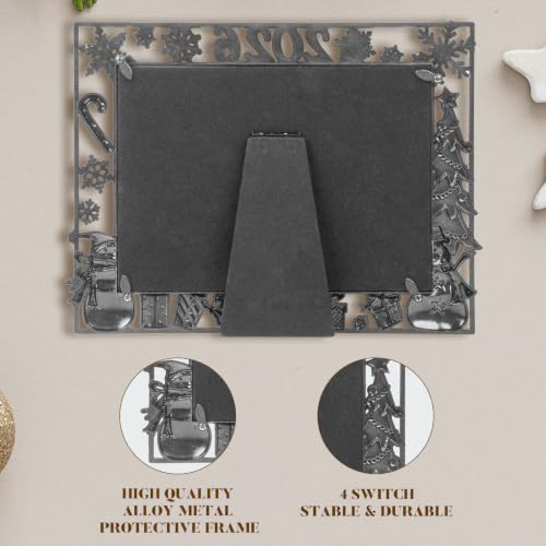 Christmas 5x7 Photo Frame Gray Metal Holiday Picture Display