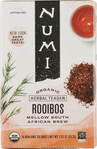 Numi Organic Rooibos Herbal Tea, Caffeine-Free, 18 Tea Bags (Pack of 2)