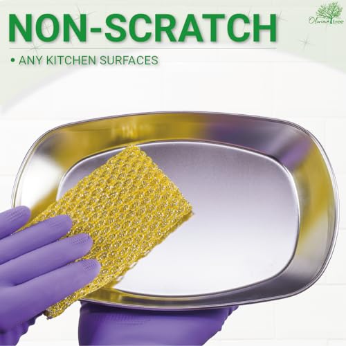 Olivia Tree Heavy Duty Dish Wash Net, Non-Scratch Kitchen Scrubbers - 4 Pack