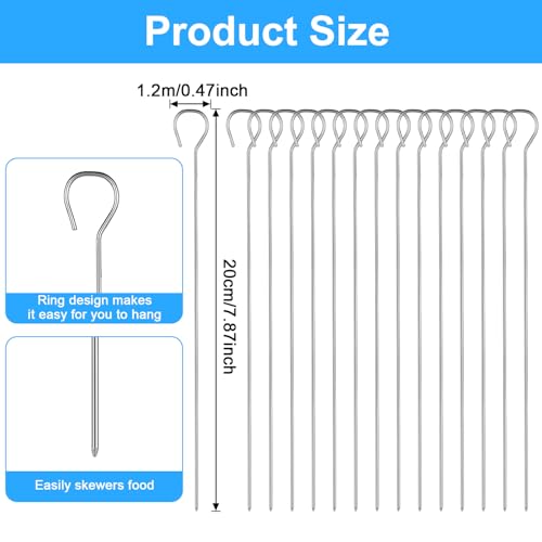 15-Pack Stainless Steel Skewers for Grilling Kabobs & Turkey