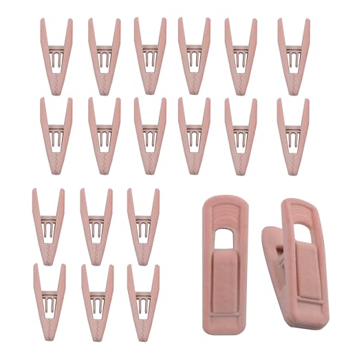 AUXBC Pink Velvet Hanger Clips - 20PCS Non-Slip Finger Clips for Clothes