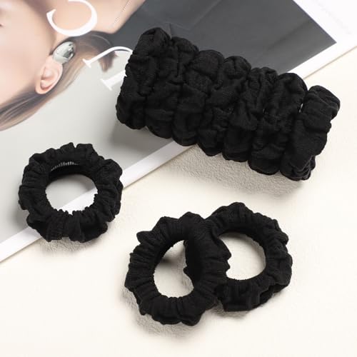 WantGor Hair Ties 10-Pack Black Elastic Ponytail Holders for Thick and Thin Hair