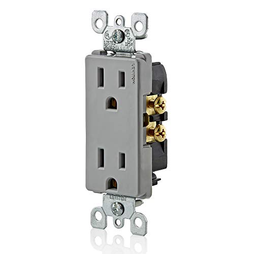 Leviton 15 Amp Decora Duplex Receptacle - Gray, Residential Grade