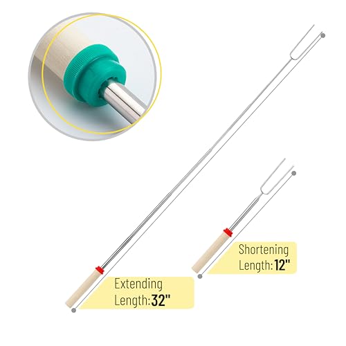 UNCO 32" Extendable Marshmallow Roasting Sticks - 5 Pack with Wood Handles