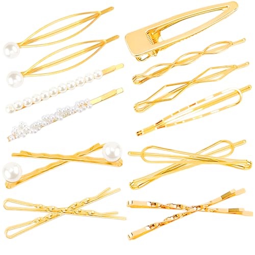CUBACO 18 PCS Gold Hair Pins Vintage Pearl Hair Clips & Barrettes
