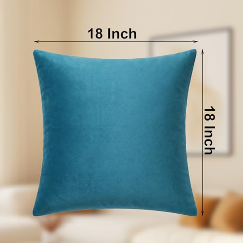 Miayon Velvet Throw Pillow Covers 18x18, Set of 2 - Blue and Yellow