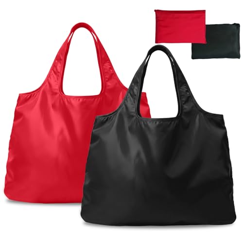 Reusable Grocery Bags - 2 Pack Large Foldable Shopping Totes