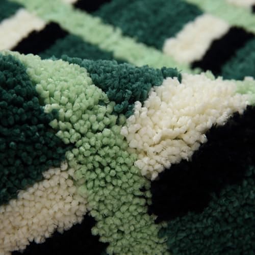 Greenjin Checkered Bath Mat, 16x24 Inch Non-Slip Microfiber Rug