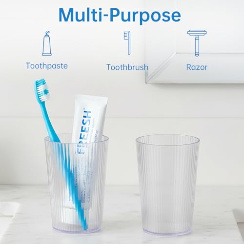 NiHome Striped Clear Bathroom Tumbler Cups - 3 Pack, 13.5oz