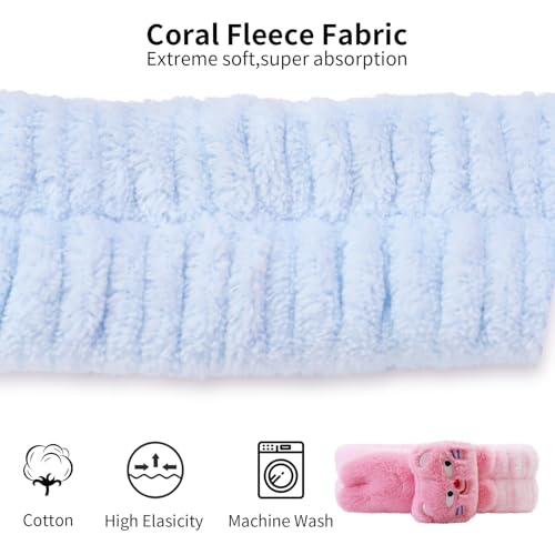 Kawaii Spa Headbands for Women 2-Pack Cute Fleece Face Wash Headband