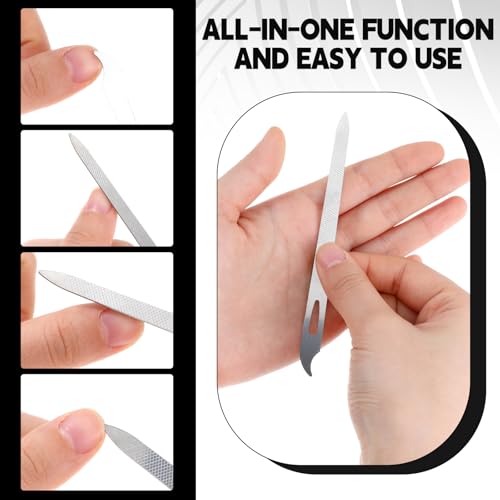 ZEYIYER 6 PCS Stainless Steel Metal Nail Files with Cleaner Tips