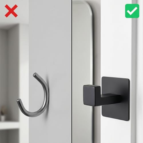 Heavy Duty Right Angle Adhesive Hooks - 2 Pack Matte Black
