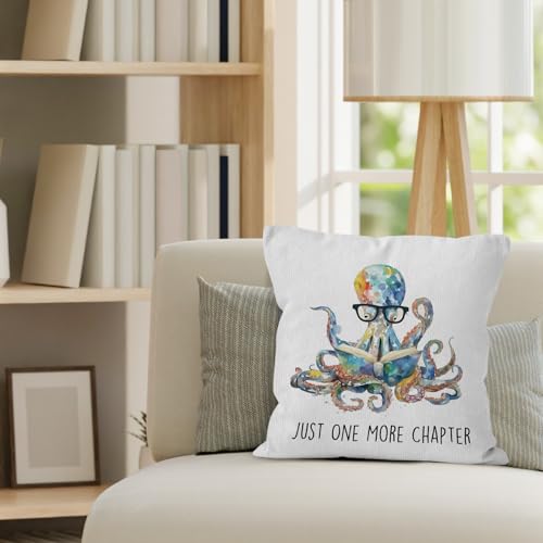 Just One More Chapter Octopus Throw Pillow Cover 18x18