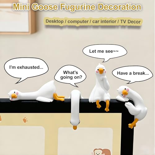 Mini Resin Goose Figurines - 4-Pack Desk Decor for Office & Home