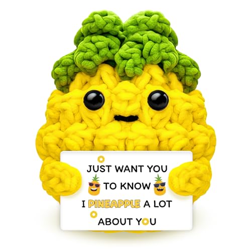 Handmade Crochet Pineapple Figurine Gift with Encouragement Card