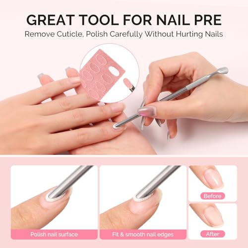MelodySusie Nail Sandpaper Sheets & Stainless Steel Cuticle Pusher Set