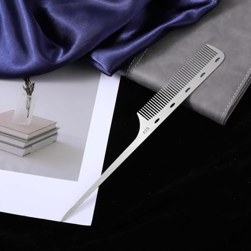 Mozeat Lens Stainless Steel Metal Rat Tail Comb for Hair Styling and Parting