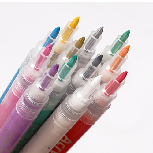 WTOGETAO 0.7mm Nail Art Marker Pen - Quick Dry Acrylic Paint Pen for DIY Nail Design Rose Red