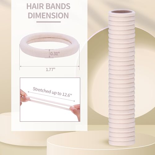 Fishinsea 150 Pcs Seamless Elastic Hair Ties Beige No Damage Pony Tail Bands