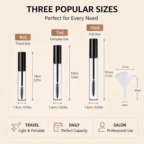 Hession Empty Mascara Tube Kit with Wands - Reusable DIY Lash Serum Containers