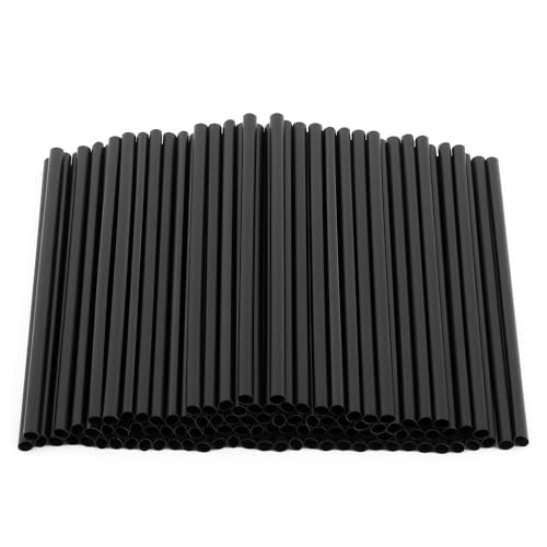 Black Plastic Cocktail Straws 5.12 Inch Pack of 100 - Disposable Drinking Straws