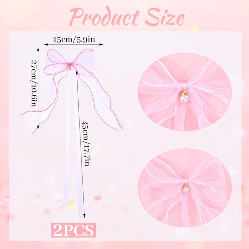 Pink Bow Curtain Tiebacks - 2 Pcs Organza Bow Holdbacks