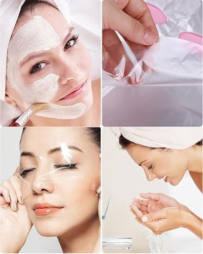 Borsicge 400-Pack Disposable Facial Mask Sheets Clear Plastic DIY Wrap