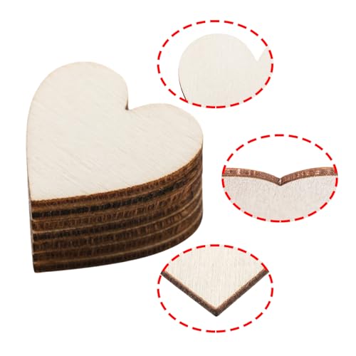 100 Pack Unfinished Wooden Heart Cutouts for Crafts - 2cm