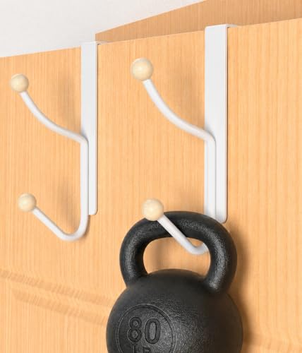 CHAUNCEY HOME Heavy Duty Over The Door Hooks, 2 Pack - Matte White