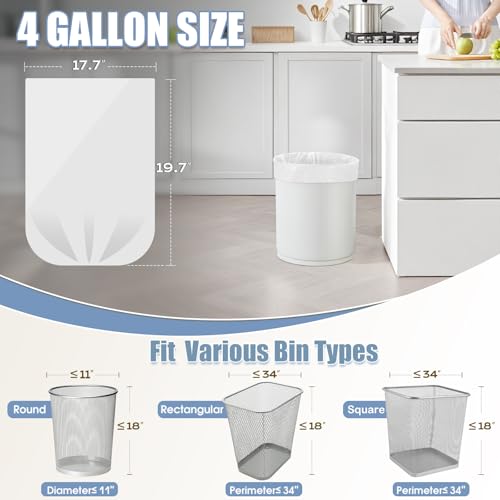 4 Gallon Small Trash Bags - 100 Count, Unscented Bathroom Liners