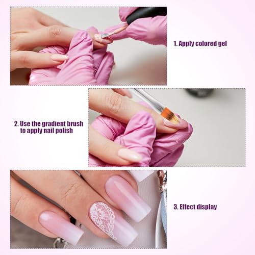 NQEUEPN Ombre Nail Brush Rhinestone Handle Gradient Nail Art Painting Tool