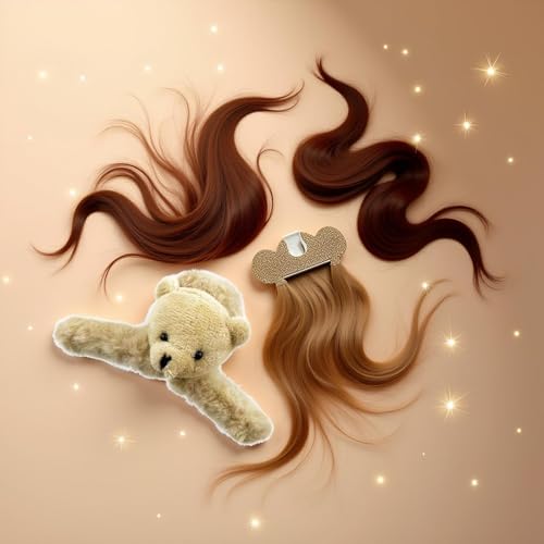 ZLmoue Large Brown Fluffy Plush Bear Hair Claw Clip for Thick Hair
