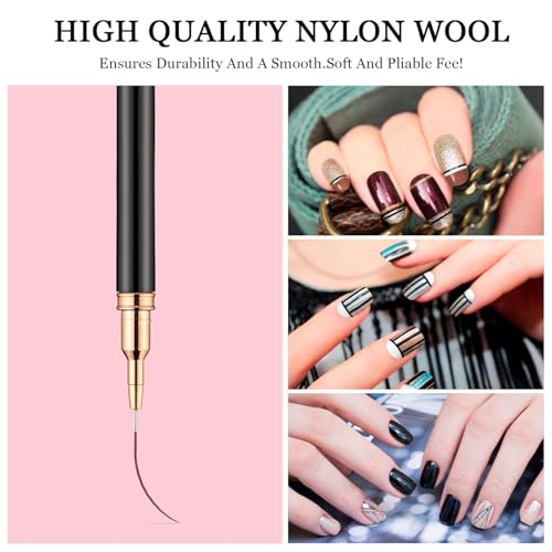 6-Pack Dual-Ended Nail Art Liner Brushes & Dotting Tools for Gel