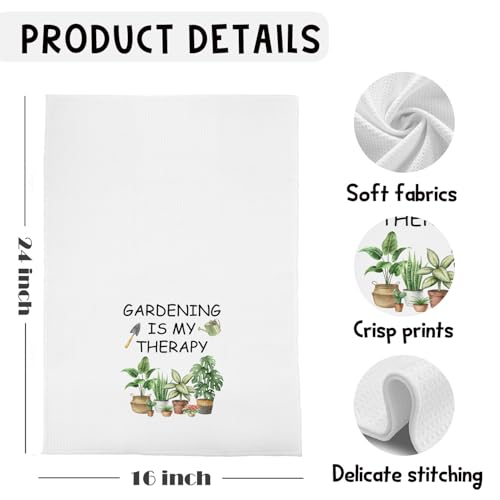 Gardening is My Therapy Kitchen Towels - 16x24 Inches Decorative Hand Towels for Home