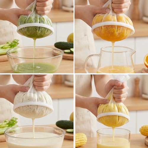 Reusable Nylon Nut Milk Bag & Strainer - 6 Pack Large Mesh Filter