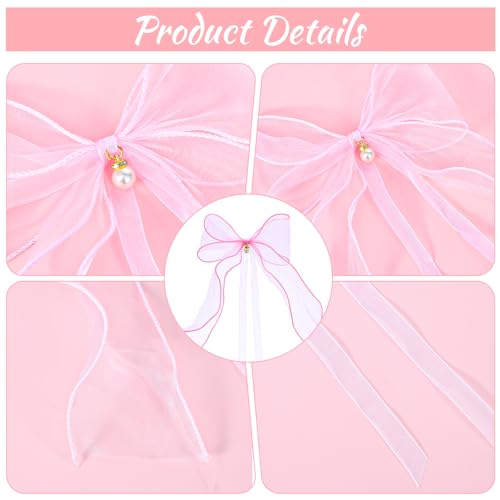 Pink Bow Curtain Tiebacks - 2 Pcs Organza Bow Holdbacks