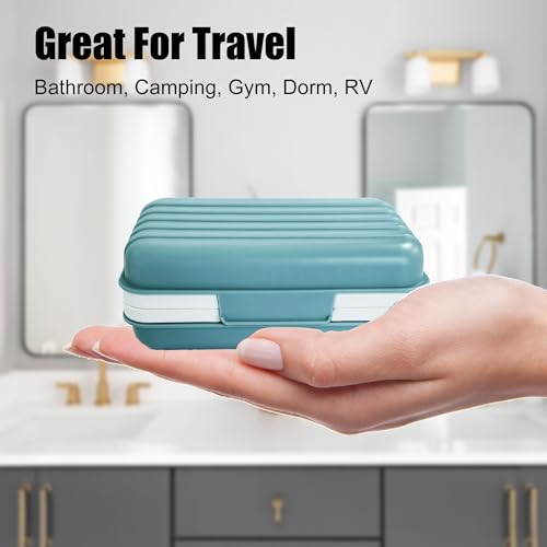 Lofekea Travel Soap Case - Blue - 2 Pack with Drainage Tray