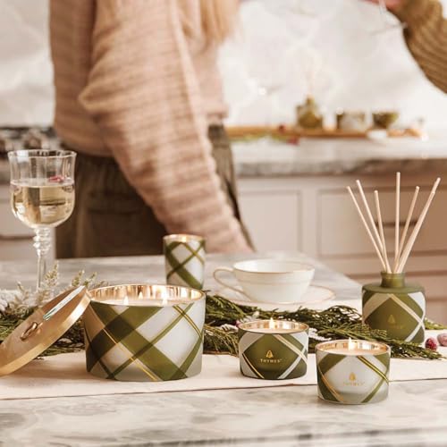 Frasier Fir Scented Candle 18 Oz - Frosted Plaid 3-Wick Home Decor