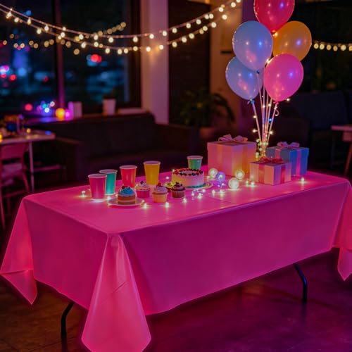 Oigco 4 Pack Neon Tablecloths - Glow in The Dark Party Supplies, 54x108 Inch