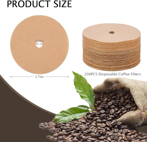 Disposable Coffee Filter Paper 3.75 Inch Circular Brown 200 Pcs