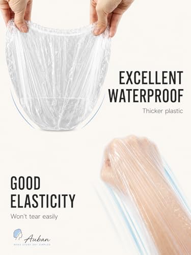 Auban 30 Pack Disposable Shower Caps 17.3 Inch Large Waterproof Hair Caps
